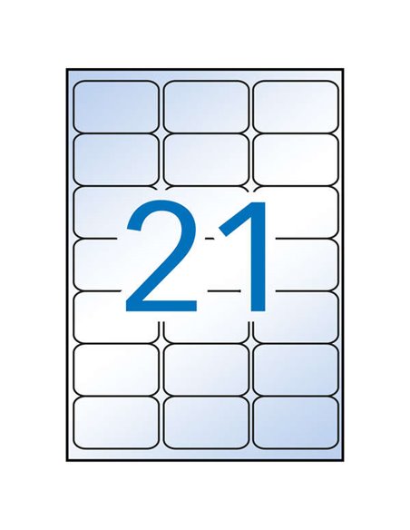 Lot de 210 étiquettes transparentes Apli 63,5 x 38,1 mm - 10 planches de 21 étiquettes - Adhésif permanent - Bords arrondis - Tr