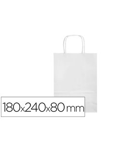 Sac papier q-connect cellulose xs anse torsadee 180x240x80mm coloris blanc.