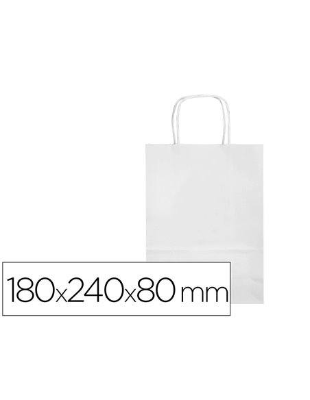 Sac papier q-connect cellulose xs anse torsadee 180x240x80mm coloris blanc.