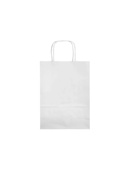Sac papier q-connect cellulose xs anse torsadee 180x240x80mm coloris blanc.