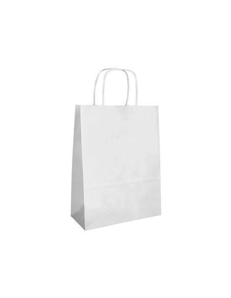 Sac papier q-connect cellulose xs anse torsadee 180x240x80mm coloris blanc.