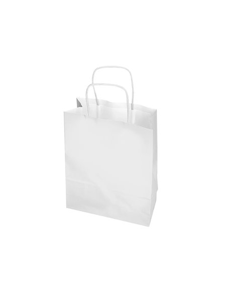Sac papier q-connect cellulose xs anse torsadee 180x240x80mm coloris blanc.