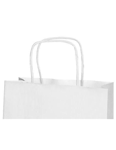 Sac papier q-connect cellulose xs anse torsadee 180x240x80mm coloris blanc.