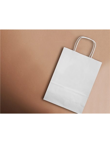 Sac papier q-connect cellulose xs anse torsadee 180x240x80mm coloris blanc.