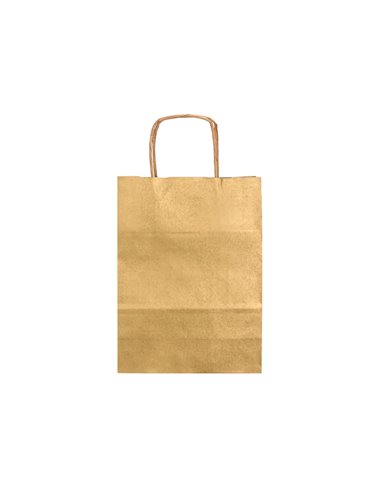 Sac papier q-connect kraft lisse xs anse torsadee 180x240x80mm coloris or.