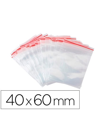 Sachet plastique refermable q-connect dim.40x60 mm sachet de 100 unites.