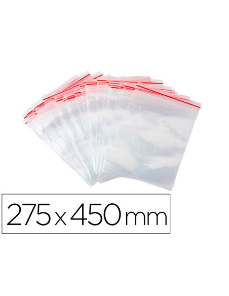 Sachet plastique refermable q-connect dim.275x450 mm sachet de 100 unites.