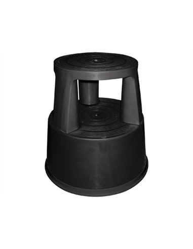 Tabouret q-connect plastique roues caoutchouc rétractables 2 niveaux base 44cm hauteur 43cm poids 2.9kg coloris noir.