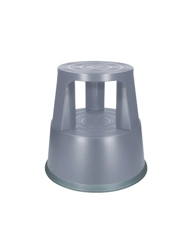 Tabouret q-connect plastique roues caoutchouc rétractables 2 niveaux base 44cm hauteur 43cm poids 2.9kg coloris gris.