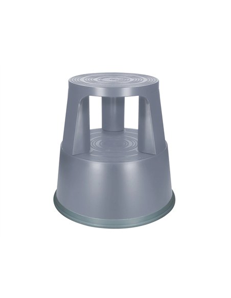 Tabouret q-connect plastique roues caoutchouc rétractables 2 niveaux base 44cm hauteur 43cm poids 2.9kg coloris gris.