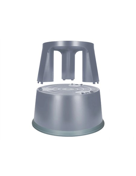 Tabouret q-connect plastique roues caoutchouc rétractables 2 niveaux base 44cm hauteur 43cm poids 2.9kg coloris gris.
