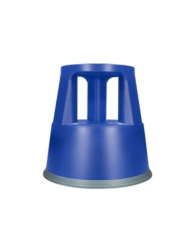Tabouret q-connect plastique roues caoutchouc rétractables 2 niveaux base 44cm hauteur 43cm poids 2.9kg coloris bleu.