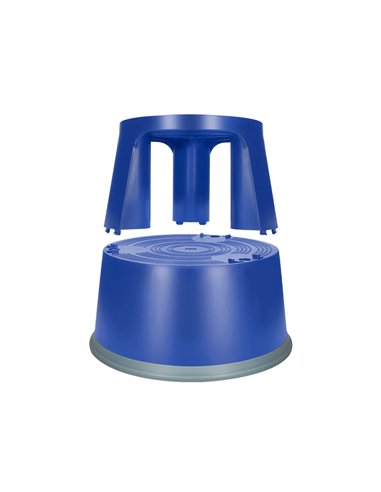Tabouret q-connect plastique roues caoutchouc rétractables 2 niveaux base 44cm hauteur 43cm poids 2.9kg coloris bleu.