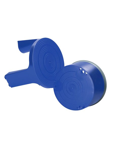 Tabouret q-connect plastique roues caoutchouc rétractables 2 niveaux base 44cm hauteur 43cm poids 2.9kg coloris bleu.