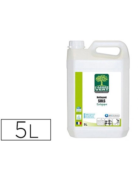 Nettoyant sol arbre vert concentré diluer carrelage tomettes plastiques parquets vitrifiés auto-laveuse romarin bidon 5l.