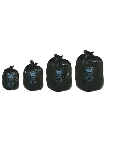 Sac poubelle flexitène liens 13 microns plus résistant multicouches étanchéité totale 30l coloris noir paquet 1000u.