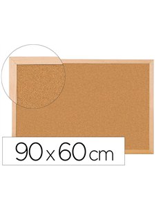 Tableau liège q-connect mural cadre bois pin naturel 2 faces inclus 5 épingles mémo fixation mur épaisseur 1mm 90x60cm.