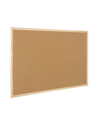 Tableau liège q-connect mural cadre bois pin naturel 2 faces inclus 5 épingles memo fixation mur épaisseur 1mm 60x40cm.