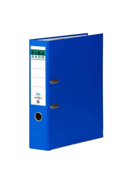 Classeur à levier Elba Chic, format folio, dos 80 mm, avec œillet et anneau, revêtement extérieur en PVC, bleu