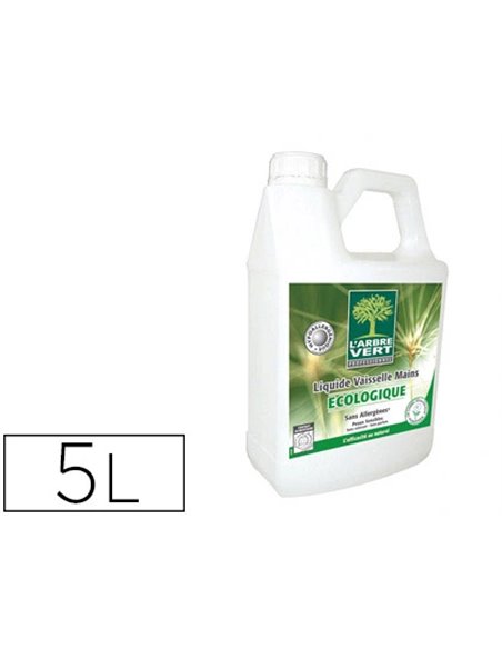 Liquide vaisselle arbre vert peaux sensibles dégraissage nettoyage vaisselle main hypoallergénique bidon 5l.