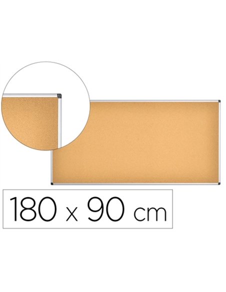 Tableau liege q-connect mural cadre aluminium resistance humidite accessoires fixation mur 1mm epaisseur 180x90cm.
