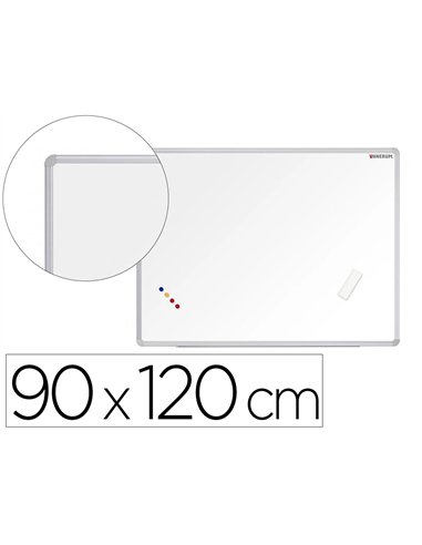Tableau blanc vanerum sb emaille magnetique cadre aluminium auget kit fixation fourni 90x120cm.