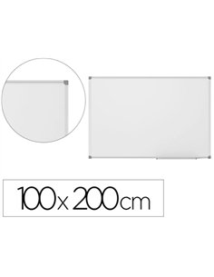 Tableau blanc vanerum émaillé magnétique cadre aluminium anodisé fixation mur 100x200cm.