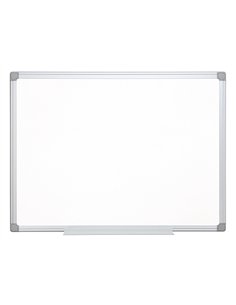 Tableau blanc q-connect émaillé surface magnétique acier vitrifié encadrement aluminium marqueur effaçable 45x60cm.