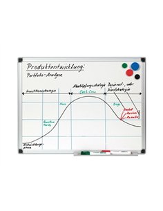 Tableau blanc q-connect émaillé surface magnétique acier vitrifié encadrement aluminium marqueur effaçable 45x60cm. 2