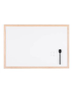 Tableau bi-office cadre bois magnétique 2 aimants 1 feutre noir système accrochage 40x60cm. 2