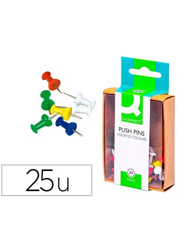 Punaise q-connect épingle mémo coloris assortis boîte 25 unités.