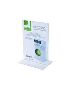 Porte-visuels q-connect 02 forme t 2 faces plexiglas format a5 cartes menu restaurants feuillets informatifs. 2