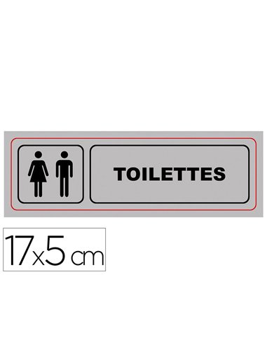 Plaque signalisation viso aluminium auto-adhesive toilettes 17x5cm.