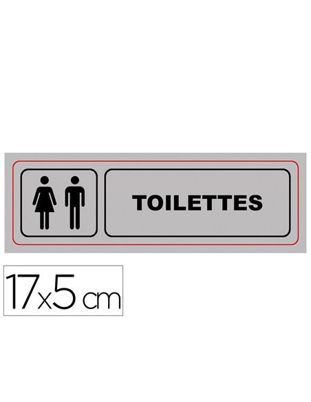 Plaque signalisation viso aluminium auto-adhesive toilettes 17x5cm.