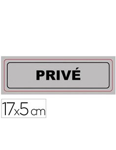Plaque signalisation viso aluminium auto-adhesive prive 17x5cm.