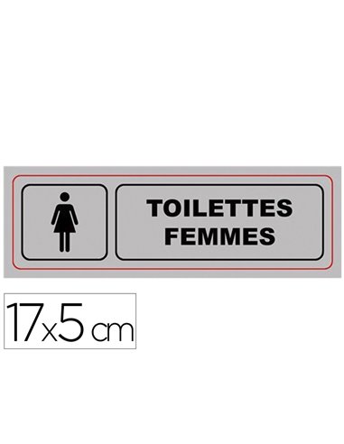 Plaque signalisation viso alumimiun auto-adhesive toilettes femmes 17x5cm.