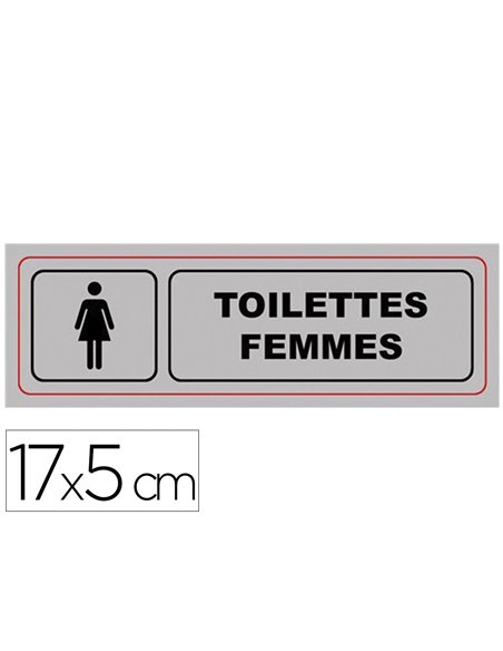 Plaque signalisation viso alumimiun auto-adhesive toilettes femmes 17x5cm.