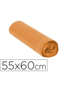 Sac poubelle domestique 55x60cm liens coulissants calibre 120 capacité 23l coloris orange rouleau 15 unités.