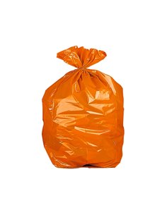 Sac poubelle domestique 55x60cm liens coulissants calibre 120 capacité 23l coloris orange rouleau 15 unités. 2