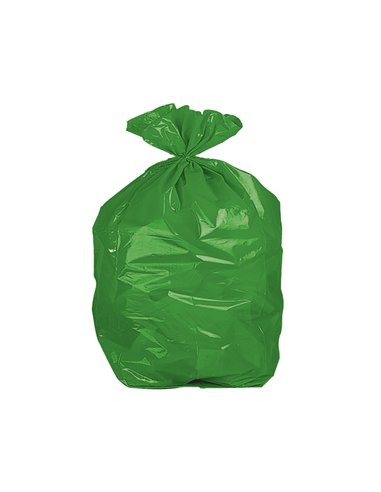 Sac poubelle domestique 55x60cm liens coulissants calibre 120 capacité 23l coloris vert rouleau 15 unités.