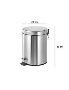Poubelle metallique q-connect avec pedale chrome capacite 12 litres dim. 250x380mm. 2