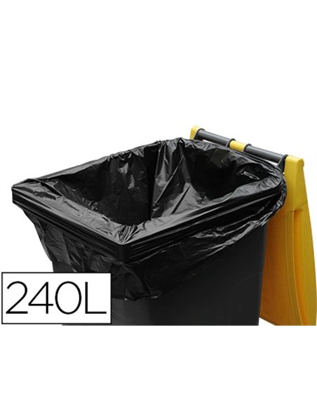 Sac poubelle container polyéthylène basse densité 240l 35 microns coloris noir rouleau 10 unites.