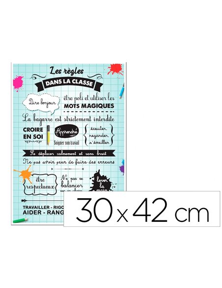Panneau affichage pvc signaletique biz rgles de la classe 30x42cm.