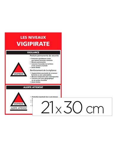 Panneau de signalisation vigipirate pvc signaletique biz niveaux d'alertes 21x30cm.