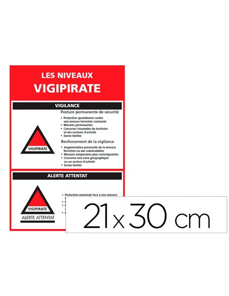 Panneau de signalisation vigipirate pvc signaletique biz niveaux d'alertes 21x30cm.