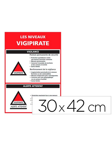 Panneau de signalisation vigipirate pvc signaletique biz niveaux d'alertes 30x42cm.