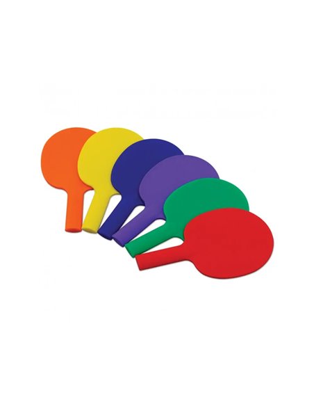Raquettes tennis de tables first loisirs raquettes plastiques lot de 6 coloris assortis.