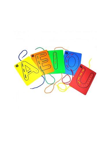 Lettres majuscule a tisser henbeade a - z en plastique lavable 26 cartes 10 lacets coloris assortis.
