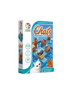 Logique reflexion smart chats tournent en rond 60 defis proposes 1 plateau de jeu 5 chats 4 pieces de jeu 1.
