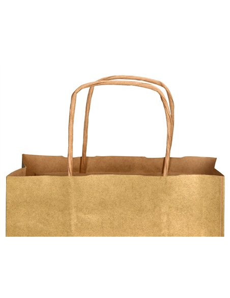Sac papier q-connect kraft l anse torsadee 320x400x14mm coloris or.